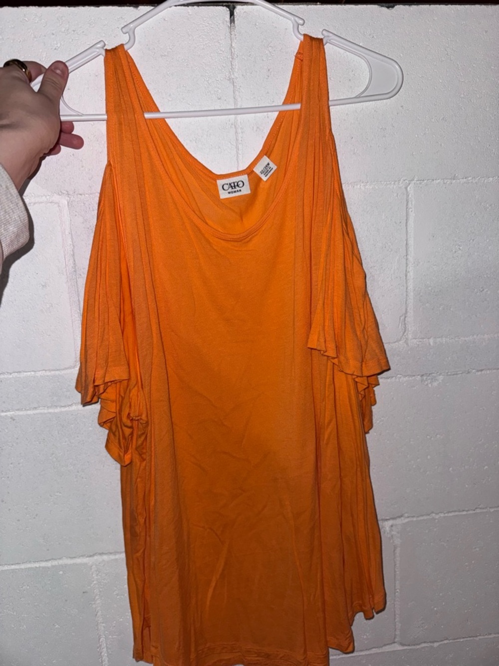 Cato Orange Cold-Shoulder Ruffle Tank Top